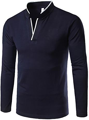 Men's Long Sleeve Polo Standing Collar Casual Golf Sweatshirt