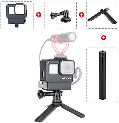 ULANZI V2 Protective case for Gopro Mic Solution with Audio Box Space + Extension Rod + Mini Tripod Setup Cold Shoe Can Mount Microphone Video Light Accessories Vlog Creation