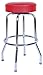 Richardson Seating Backless Swivel Bar Stool with Chrome Frame and Seat, Red, 24