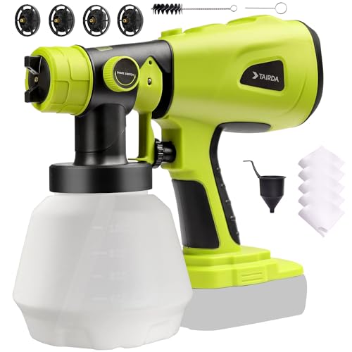 TAIRDA Cordless Paint Sprayer Compatible for Ryobi 18v Battery (NO Battery), HVLP Electric Handheld Paint Sprayers with 1000ML Container, for House Furniture, Fence, Cabinets, Walls (Bare Tool)
