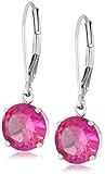 10k Gold 8mm Round Semiprecious Gemstone 4-Prong Leverback Dangle Earrings