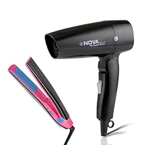 Nova Freshers Pack NHS 882 and NHP 8102 Foldable Hair Dryer (Black)