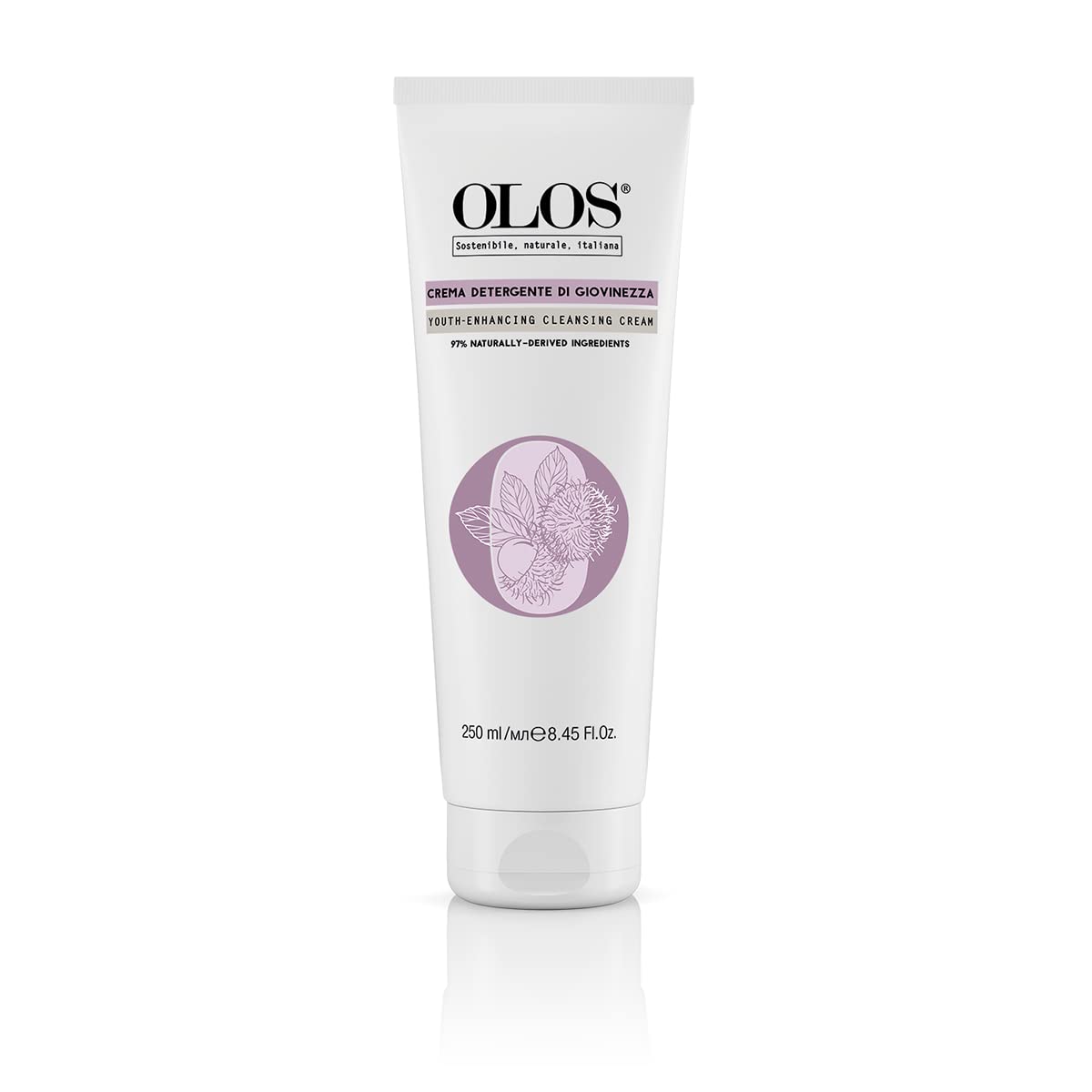 Olos Youth-Enhancing Cleansing Cream, 8.4 oz - Facial Cleanser - Makeup Remover with Aloe and Rambutan Extracts - Skin Care Cream for Sensitive Skin