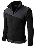 Doublju Mens Two Color Blocked Lightweight Fleece Jacket