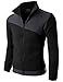 Doublju Mens Long Sleeve Colorblocked Fleece Zip-Up Jacket