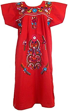 Leos Mexican Imports Mexican Dress Puebla (XL, Red)