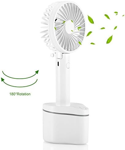SENDOW Portable Rotating Desk Fan with 5 Speeds 180°Collapsible 2600mAh Capacity Rechargeable Mini USB Fans, Handheld Personal Fan Home, Office, Outdoor, Travel Cooling Fans White