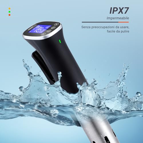 INKBIRD Wifi Sous Vide Roner, WLAN Professional Roner Kitchen, 0-90°C Low Temperature Cooking and Timer | Recipes APP, LCD, 1000W, IPX7 Waterproof, ±0.1°C Precise and Constant Temperature, ISV-300W