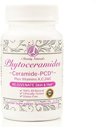 Clinically Tested 100% Natural Rice Based Ceramide-PCD Highest Quality For All Skin Types, Anti-Aging, Nails, & Hair / 30 Vegan Caps