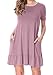 LAINAB Womens Summer Short Sleeve Loose Swing Casual Tunic Dress Grape Purple L