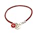 MIZZE Made for Luck Red Evil Eye Charm Bracelet - Sterling Silver Protection Coin & 10 MM Red Glass Eye on Braided Leather - 7