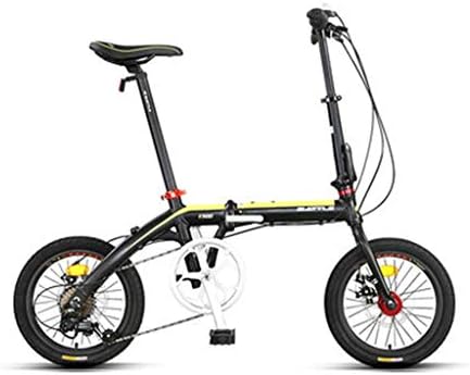 Mountain Bikes Bicycle folding bike variable speed shock absorber portable urban recreational vehicle mini small bicycle 7 speed 16 inches (Color : Black)