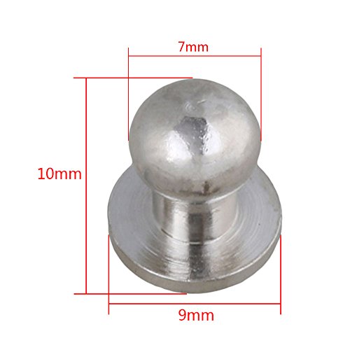 10 Sets 9mmx7mmx10mm Chicago Screws Silver Round Button Stud Screws Nail Rivet for DIY Leather Craft - Thumbnail 5