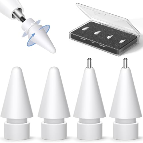 Improved Replacement Tips for Apple Pencil Pro/2nd/1st/USB-C Anti-slip and Wear-resistant Design, 240Hz, Precise Touch, Compatible with iPad Pro/Air/Mini, Quiet, Painting (Two Types)