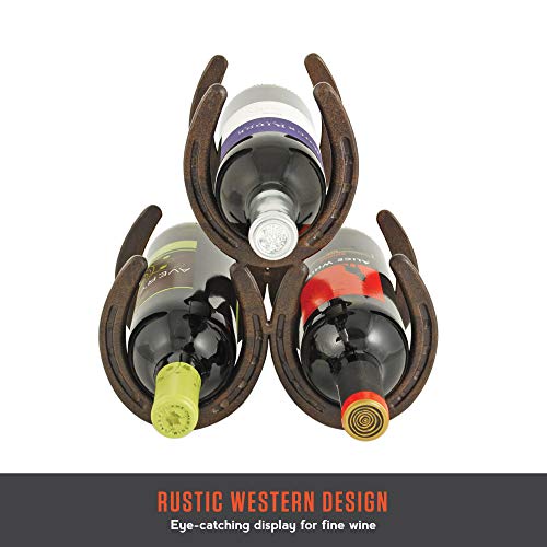 Foster-Rye-Horseshoe-Countertop-Metal-Wine-Rack-Cast-Iron-Wine-Bottle-Holder-Holds-3-Standard-Wine-Bottles-10-x-55-x-85