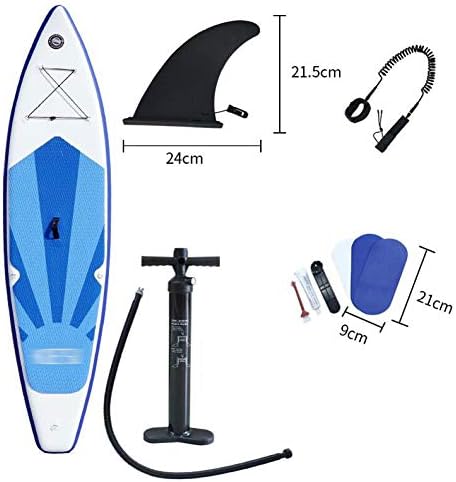 Bycdd 青少年と大人の立ちボートのためインフレータブル スタンドアップパドルボード Blue 3x76x15cm ポータブルサーフボードsupボードワイドスタンスサーフコントロールリムーバブルフィンハンドポンプ オリジナル