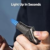 Kollea Triple Jet Lighter Windproof Torch Lighter Punch Safety Lock Refillable view 4