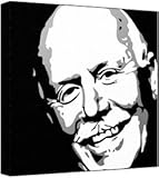 John Rig - Pop Art Print (3-Colour Black, Grey  &  White) 50 x 50 x 2 cm Large Square Deep Box Canvas