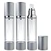 JUVITUS (3 Pack) 1.7 oz Plastic Airless Pump Bottle Silver Matte with Cap for Lotion Creams and Liquid