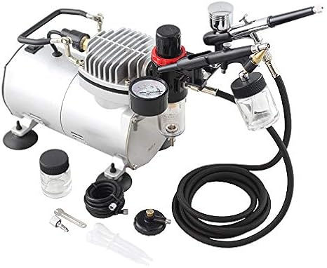 Amazon Co Jp Speder エアブラシ コンプレッサーセット エアーブラシ スターティングキット ダブルアクション エアー ブラシ オイルレス ミニエアーコンプレッサー スプレー セット エアホース付 ホビー