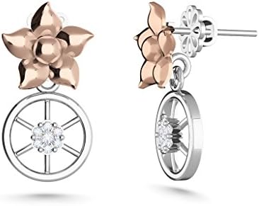 MEZZOTEK Women's 18K Stud Earrings (0.07 Carat, G-H Color, SI Clarity) White Rose - Gold