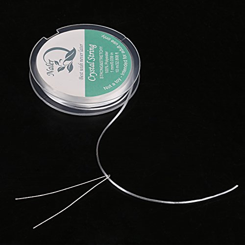 Naler 1mm Stretch Jewelry Cord Elastic Crystal String Cord 10 Meters with 1pc Collapsible Eye Needle for Jewelry Making, set of 6 - Clear White - Thumbnail 3