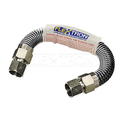 Flextron FTGC-SS38-18H Flexible Gas Line, Gas Pipe Connector With 1/2 in. Outer Diameter and 3/8 in. Inside Diameter; 3/8 in. FIP x 3/8 in FIP Fittings; Uncoated Stainless Steel Gas Hose 18 in. Long - Thumbnail 5