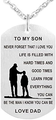 Galaxia Air Always Remember to My Son Dog Letter Tag from Dad Boys Necklace Military Steel Chain Air Force Pendant