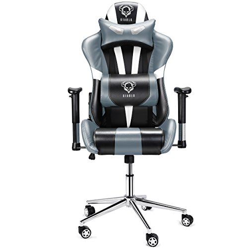Diablo-X-Eye-Gaming-Sedia-Base-cromata-braccioli-Regolabili-meccanismo-di-inclinazione-Cuscino-Lombare-Finta-Pelle-Portata-150-kg-Scelta-del-Colore-Nero-Grigio