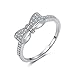 DIFINES Fashion Cute Bow Knot CZ 18k White Gold Plated Eternity Band Engagement Promise Rings for Girls Women, Size 8