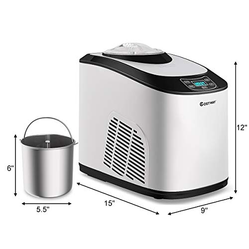 COSTWAY Ice Cream Maker, 1.6 Quart Automatic Ice Cream Machine Electric