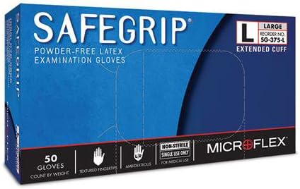 Microflex SG-375-M Latex SafeGrip Gloves, 11.4", Medium (Pack of 500)