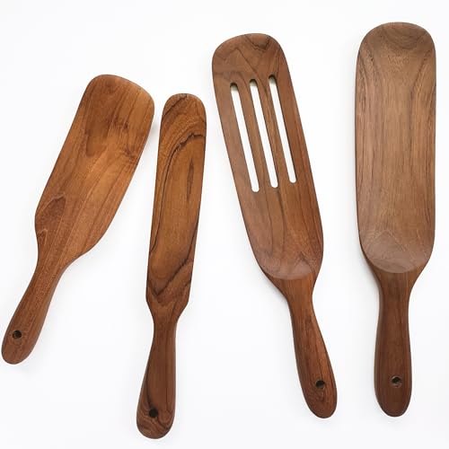 FAAY Spurtles Set of 4, Kitchen Utensils, Multi Utensil for Cooking, 100% Healthy from High Moist Resistance Teak, Utensils for Non Stick Cookware and Instant Pot