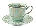 Pretty Little Teacups Cup and Saucer Set Green and Purple in Gift Box