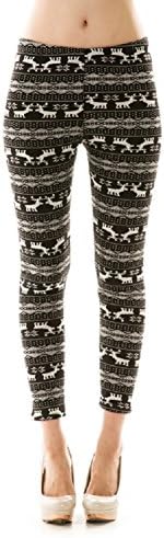 Dasher Fair Isle Print Fleece Leggings S/M Black/White La Scala