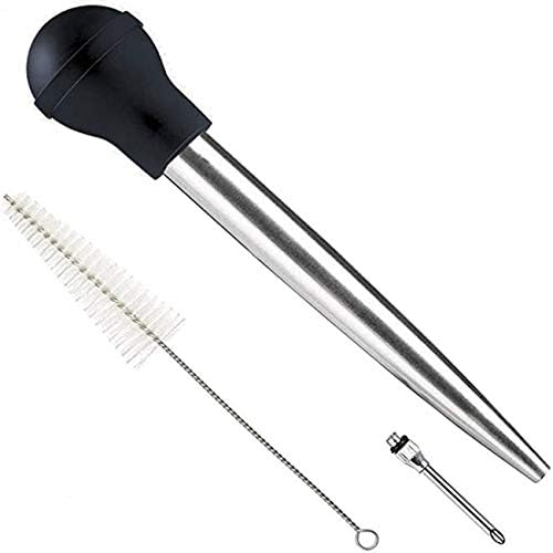 Stainless Steel Turkey Baster Syringe, Flavor Injector Needle,With Cleaning Brush Easy to clean
