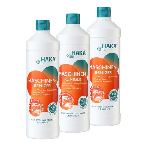 HAKA Maschinenreiniger, Spül- & Waschmaschine, 3x 1 L, gegen Kalk & Fett