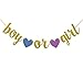 Fecedy Gold Glitter Gender Reveal Boy or Girl Banner For Baby Shower Party