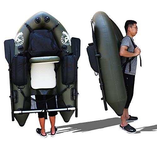 DAMA Fishing Inflatable Rafts Pontoon Tube Boat with Detachable Seat and Awning Canopy Water Inflatable Rafts Singe Person Only