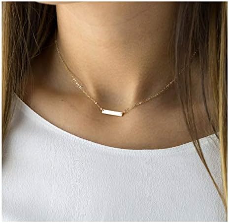 Suecy Tiny Gold Star Cross Bar Choker Necklace for Women 18K Gold Plated Dainty Minimalist Necklace