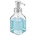 mDesign Square Glass Refillable Liquid Soap Dispenser Pump Bottle for Bathroom Vanity Countertop, Kitchen Sink - Holds Hand Soap, Dish Soap, Hand Sanitizer, Essential Oils - 2 Pack - Clear/Chrome
