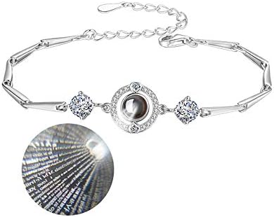 I Love You Necklace 100 Languages Custom Your Lover's Name in The Sterling Silver Projection Necklace
