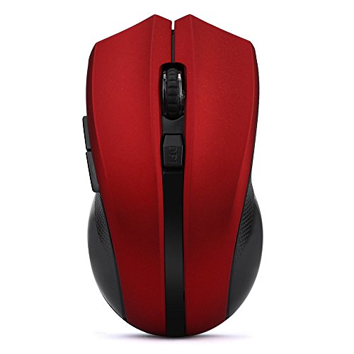 DEESEE(TM) NewCordless Wireless 2.4GHz Optical Mouse Mice for Laptop PC Computer +USB Receiver (Red)