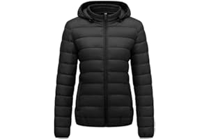 KVE Women's Hooded Packable Ultra Light Coat Warm Short Puffer Jacket