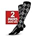 Go2Socks Compression Socks for Men Women Nurses Runners 20-30mmHg Medical Stocking Athletic(2pBlackArgyle,L)