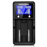 LCD Smart Battery Charger, Universal Battery Charger with Individual High-speed Charging for AA AAA NiMH NiCd 18650 26650 22650 18490 18350 17670 17500 16340 14500 10440 Li-ion Batteries (2 slot)