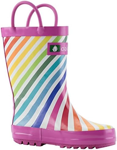OAKIKids Waterproof Rubber Rain Boots with Easy-On Handles