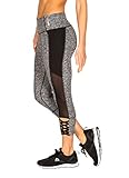 RBX Active Women's Strappy Braided Ankle Capris Black/Grey L