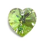 4 pcs Swarovski Xilion Crystal 6228 Heart Charm Pendant Peridot Ab 10mm / Findings / Crystallized Element