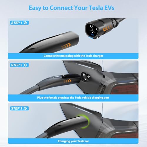 EVDANCE Extension Cord for Tesla, Up to 50A 21FT 12KW 240V NACS Extension Cord for EV Charger, Compatible with Tesla Wall Connector, Tesla Extension Cord for Model Y/X/3/S